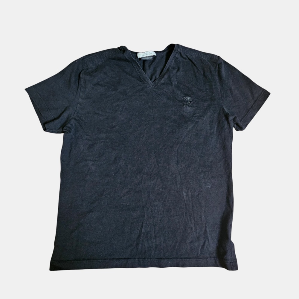 Versace Medusa Logo Embroidered V-Neck T-Shirt S Luxury Elevated Basic Staple